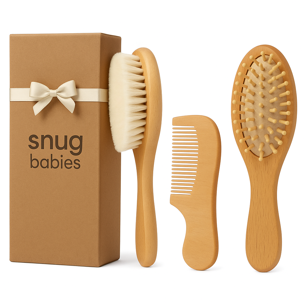 1 PC - Oval Brush - Wooden Toddler & Newborn Grooming Cradle Cap Brush - Baby Comb for Soft Hair - For Infants and Kids - Girl and Boy