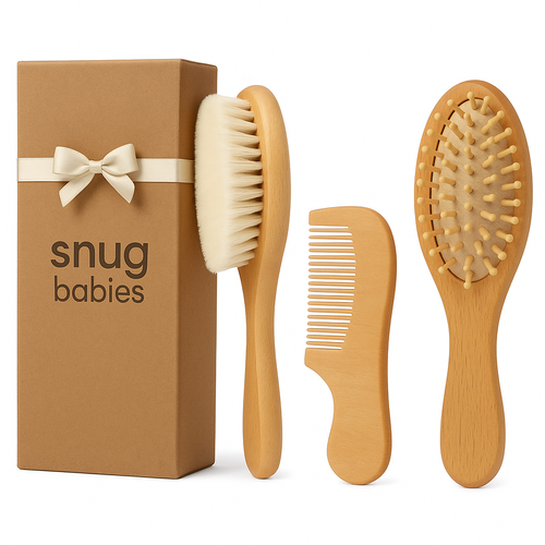 1 PC - Oval Brush - Wooden Toddler & Newborn Grooming Cradle Cap Brush - Baby Comb for Soft Hair - For Infants and Kids - Girl and Boy